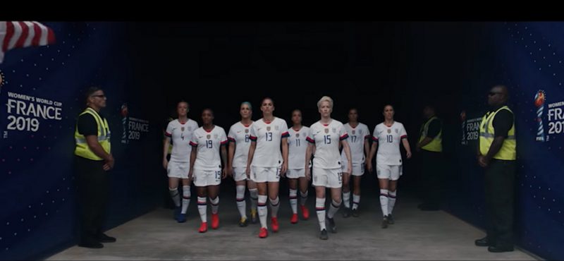 United States women's soccer team walking out of the tunnel
