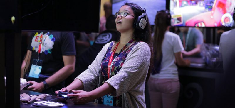 a young person playing a video game