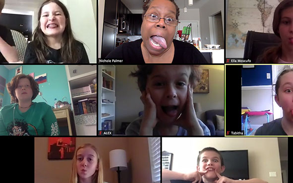 people on a zoom meeting making silly faces