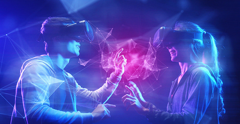 friends using virtual reality tech