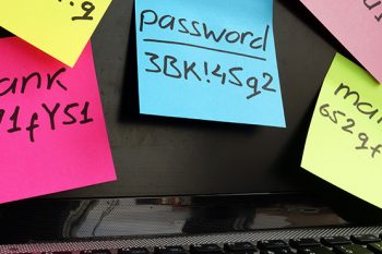 password sticky notes on laptop
