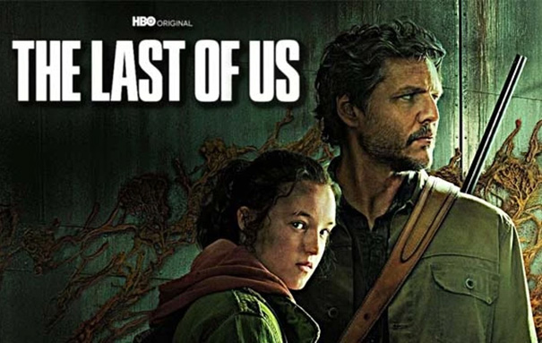 promo poster for HBO's "Last of Us" featuring Pedro Pascal and Bella Ramsey