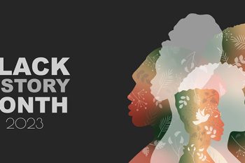 black history month banner with silhouettes of African American people