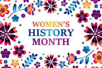 women's history month image with multi-color flowers