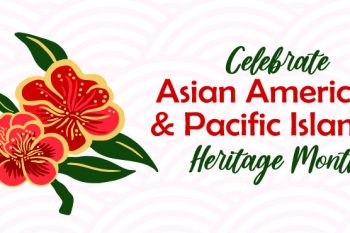 Banner with flowers that says "Celebrate Asian American & Pacific Islander Heritage"